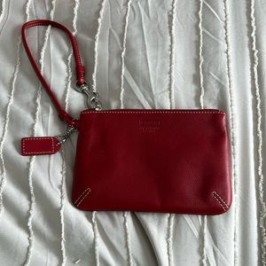 Red Coach Leather Wristlet